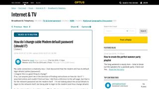 How do I change cable Modem default password - Yes Crowd - Optus