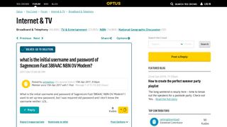 what is the initial username and password of ... - Yes Crowd - Optus
