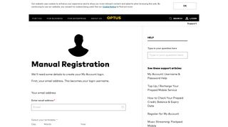 My Account Registration - Optus