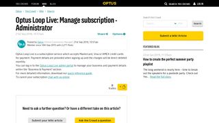 Optus Loop Live: Manage subscription - Administrat... - Yes Crowd