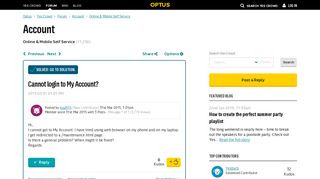 Solved: Cannot login to My Account? - Yes Crowd - Optus