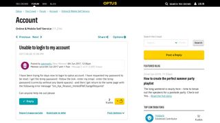 Unable to login to my account - Yes Crowd - Optus