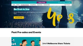Pre-sales & Events | Optus Perks
