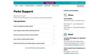 Support FAQs and contact us | Optus Perks