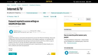 Password required to access settings on SAGEMCOM f... - Yes ... - Optus
