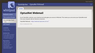OptusNet Webmail - Whirlpool