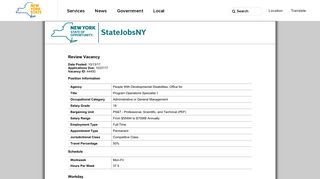 Services - StateJobsNY - Agency HR Information: Print Vacancy