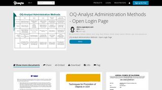 OQ-Analyst Administration Methods - Open Login Page - Yumpu