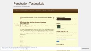 SQL Injection Authentication Bypass Cheat Sheet | Penetration ...