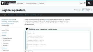 Logical operators - JavaScript | MDN