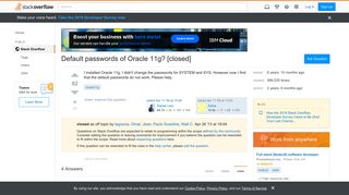 Default passwords of Oracle 11g? - Stack Overflow