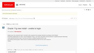 Oracle 11g new install - unable to login | Oracle Community