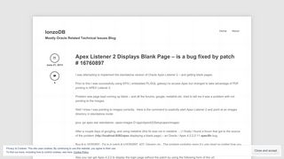 Apex Listener 2 Displays Blank Page – is a bug fixed by patch ...