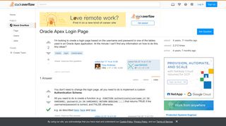 Oracle Apex Login Page - Stack Overflow