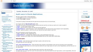 Oracle Applications DBA Blog: Audit users in Oracle Applications
