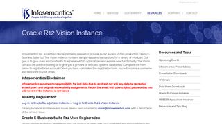 Oracle R12 Vision Instance | Infosemantics