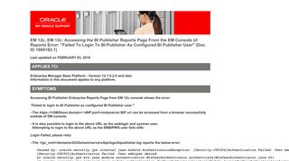 EM 12c, EM 13c: Accessing the BI Publisher Reports ... - Oracle Support