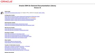 Oracle CRM On Demand Documentation Library, Release 36