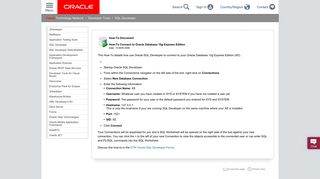 How To Connect to XE - Oracle