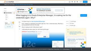 When logging in to Oracle Enterprise Manager, it is asking me for ...