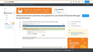 What would be the username and password to use Oracle Enterprise ...