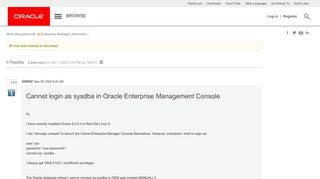 Cannot login as sysdba in Oracle Enterprise Man... | Oracle Community