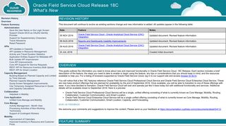 Oracle Field Service Cloud Release 18C
