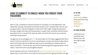 How To Connect To Oracle When You Forgot Your Password