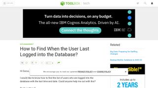 How to Find When the User Last Logged into the Database? - IT Toolbox