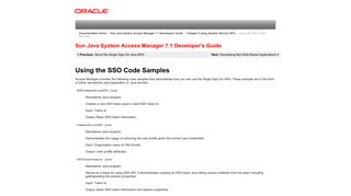 Using the SSO Code Samples (Sun Java System ... - Oracle Docs