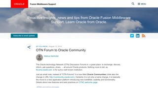OTN Forum to Oracle Community | Oracle Proactive Support - Oracle ...