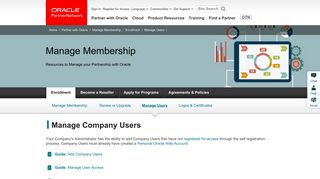 Manage Users| Enrollment | Manage Membership | Oracle ...