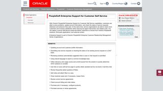 PeopleSoft Enterprise Support for Customer Self Service - Oracle