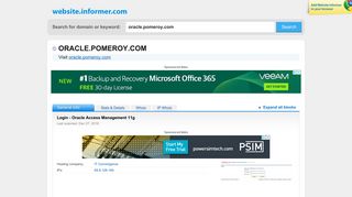 oracle.pomeroy.com at WI. Login - Oracle Access Management 11g