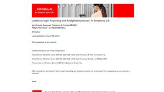 Unable to login Reporting and Analytics(mymicros) in ... - Oracle