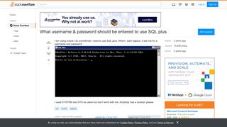 What username & password should be entered to use SQL plus - Stack ...