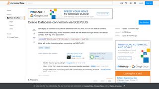 Oracle Database connection via SQLPLUS - Stack Overflow