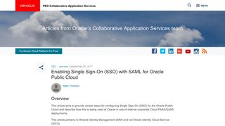 Enabling Single Sign-On (SSO) with SAML for Oracle Public Cloud ...