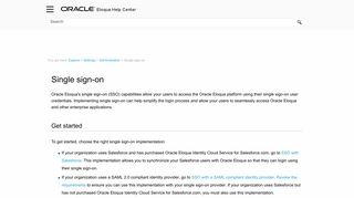 Single sign-on - Oracle Docs