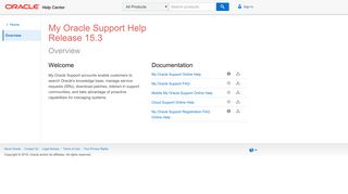 My Oracle Support Help - Oracle Docs