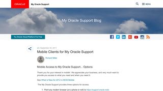 Mobile Clients for My Oracle Support - Oracle Blogs