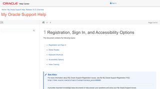 Registration, Sign In, and Accessibility Options - Oracle Docs