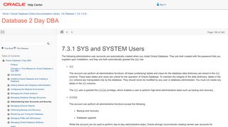 SYS and SYSTEM Users - Oracle Docs
