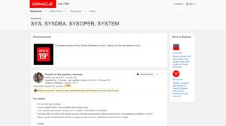 SYS, SYSDBA, SYSOPER, SYSTEM - Ask Tom - Oracle