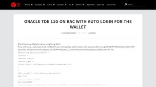 Oracle TDE 11g on RAC with Auto Login for the Wallet - EasyOraDBA