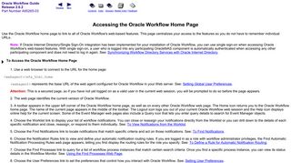 Accessing the Oracle Workflow Home Page (Oracle Workflow Help)