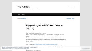 Upgrading to APEX 5 on Oracle XE 11g | The Anti-Kyte