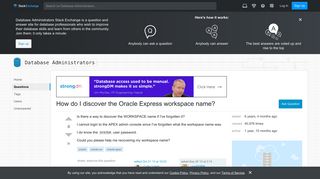 How do I discover the Oracle Express workspace name? - Database ...