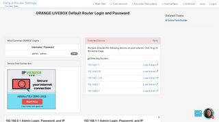 ORANGE LIVEBOX Default Router Login and Password - Clean CSS