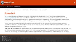 Orange Cash | Finance and Administration | Oregon State University